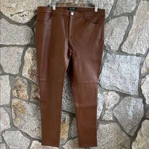 NWOT Lauren Ralph Lauren Chestnut Lamb  Leather Pants